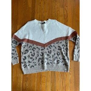 Heimish Sweater Women M/L Cheetah Animal Print Oversized Knit Outerwear Pullover